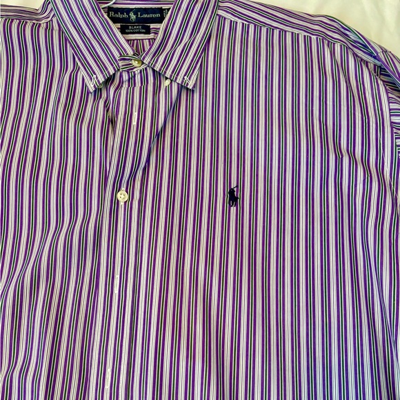Men’s Ralph Lauren Blake Button Down XXL Purple Stripes - Picture 2 of 3